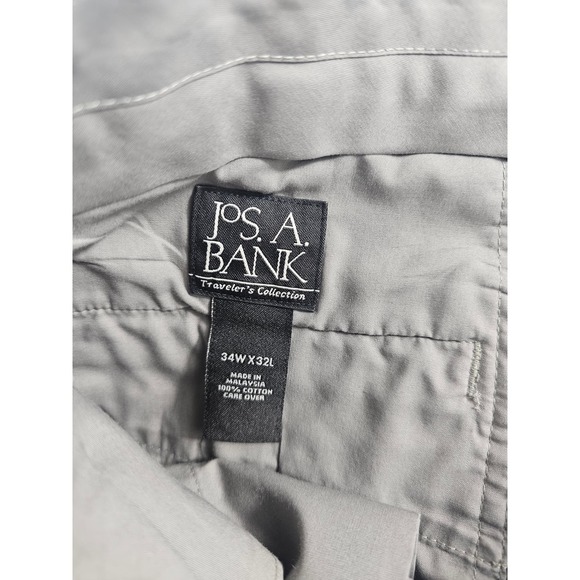 Jos A Bank travellers 34x32 (34×31) grey pleated pocket slacks career ^ - Picture 4 of 6